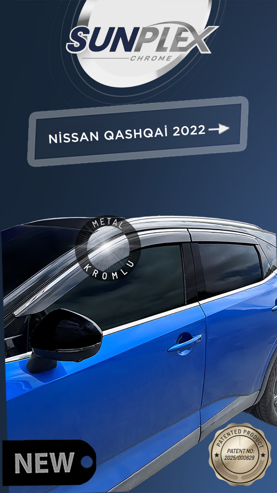 Ветробрани за NISSAN QASHQAI 2021+ SUNPLEX (с хром лайсна дизайн)